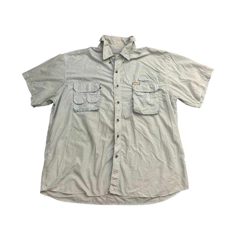 Sport Afield Fishing Shirt Men 2XL Blue Excellent Short Sleeve Mesh Vent Utility
